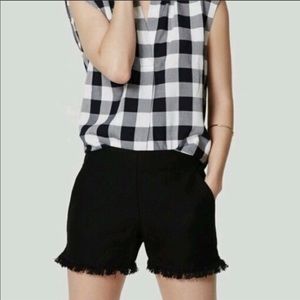 EUC Loft Riviera tweed canvas fringe zip shorts